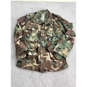 US ARMY Field Jacket Large Long Camo BDU Cold Weather Army Coat W SSG Rank